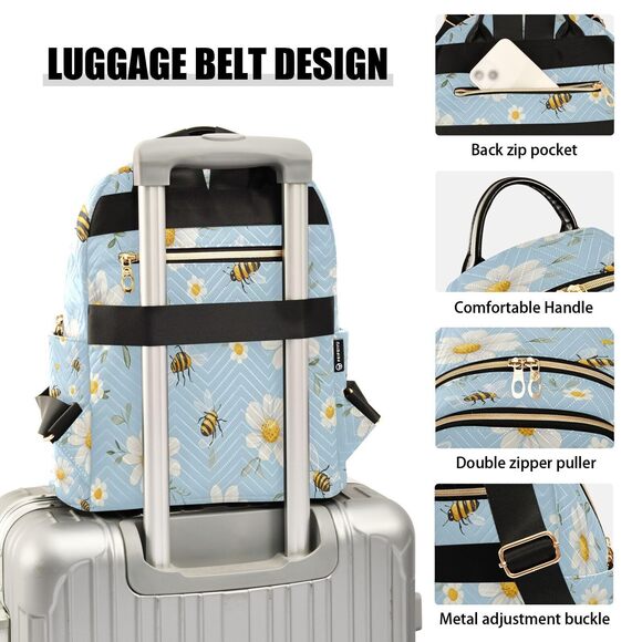 4535 Bees White Daisy Flowers03 Mini Backpack Purse Travel Bag Lightweight main image 4